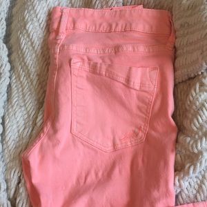 Express pink/salmon low rise jeans